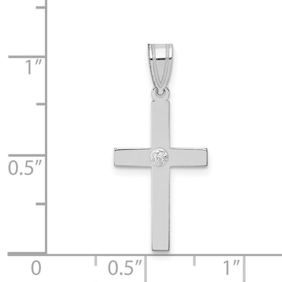 Kazi Luxury 14k White Gold 01ct Diamond Cross Pendant